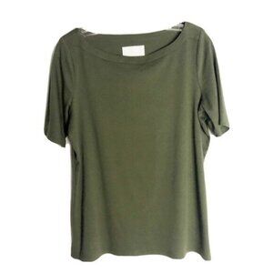 Talbots Plus Size Woman's Green Short Sleeve Stretch Top‎ Weekend Tee Size X